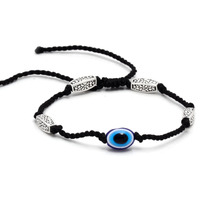 abhooshan Charm Single Anklet in Silver Adjustable Black Thread for Girls and Women Stylish | Ideal Gift for Wife, Friend, Collegues, Sister on Rakhi Birthday Anniversary Gift (Trendy Evil Eye)