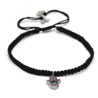 abhooshan Charm Single Anklet in Silver Adjustable Black Thread for Girls and Women Stylish | Ideal Gift for Wife, Friend, Collegues, Sister on Rakhi Birthday Anniversary Gift (Contemporary Evil Eye)