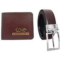 The Bling Stores Personalized Custom Genuine PU Leather Wallet & Mens Formal Belt Combo/Customized Wallet-Belt Combo Gift On Rakhi/Valentine/Bhai dooj/Christmas(Dark Drown)