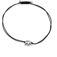 abhooshan Charm Single Anklet in Silver Adjustable Black Thread for Girls and Women Stylish | Ideal Gift for Wife, Friend, Collegues, Sister on Rakhi Birthday Anniversary Gift (Retro Elephant)