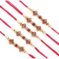 Collectible India Rudrakh Rakhi Set of 5 For Brother Bhaiya, Rakhi Combo For brother Bhabhi Kids Men Women Girls,Rakshabandhan Rakhi Pack