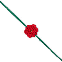 Prapti Handicrafts Handmade Crochet Flower Rakhi For Brothers/Kids (Red)