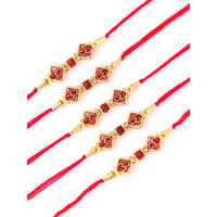 Collectible India Set of 5 Rudraksh Designer Rakhi for Brother Bhaiya with Card Roli Chawl Latest Rakshabandhan Gifts Combo for Men & Boy (RAKHI101)