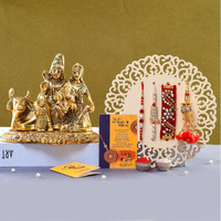 Collectible India Rakhi for Brother with Gift Set - Rakhi Gift for Brother Combo - Rakhi for Brother and Bhabhi Kids - Shiva Parvati Ganesh Idol Showpiece/Bhai Rakhi/Lumba Rakhi/Greeting Card