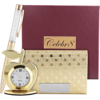 Celebr8 Gift Hamper for Men with Clock, Pen & Card Holder I Gift for Anniversary Birthday I Best Gift for Men I Wallet Gift Set I Rakhi Gift for Brother I Gift for Friend, Husband, Father, Boyfriend