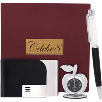 Celebr8 Combo Gift Set for Men with Clock, Pen, Card Holder I Gift for Husband/Boyfriend I Rakhi for Brother with Gift I Wallet for Men I Corporate Gifts I Birthday Anniversary Wedding Gifts for Men