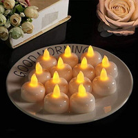 The Bling Stores Floating Tealight Candles Battery Operated Water Sensor, 12 pcs Waterproof LED Flameless Flickering Water Sensor Diya