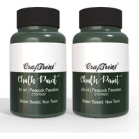CrafTreat Peacock Paradise - Chalk Paint for Wood Furniture, Wall, Home Decor, Glass, DIY Craft - Matte Acrylic Multi Surface Paint - 60ml Each | Pack of 2