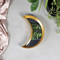 SATYAM KRAFT 1 Pcs Moon Design Fiber Wall Mirror Hanging for Home Decor, Hanging in Bedroom, Living Room, Bathroom Decorations Items, with Hook for Hanging On Walls (Model 10)