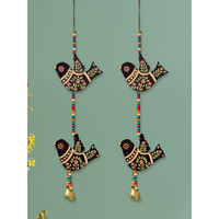 JH Gallery Handcrafted and Emboss Painted Colorful Wooden Birds Hangings for Wall/Garden Decor, Multicolor, (Pack of 1 Pair)