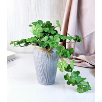 SATYAM KRAFT 1 Pc Artificial Flower Clover Plant with Vase Display for Home Decor, Room,Welcome Decoration Item, Realistic Look for Gifting, Ganpati Decoration, RakshaBandhan(with Vase)(Color 8)