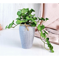 SATYAM KRAFT 1 Pc Artificial Centella Asiatica Plant with Vase Display for Home Decor, Room, Welcome Decoration Item,Realistic Look for Gifting, Ganpati Decoration, Raksha Bandhan (with Vase)(Color 9)