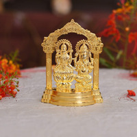 Collectible India Gold Plated Laxmi Ganesh Idol Showpiece - Metal Lakshmi Ganesh Statue - Diwali Home Decoration Items Gift - Lakshmi Ganesh for Diwali puja