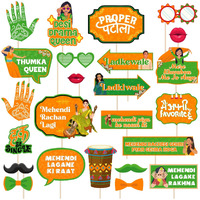 Festiko 24 Pcs Mehendi Photobooth Props, Mehendi Ceremony Props, Mehendi Function Decorations, Wedding Photobooth Props, Mehendi Props