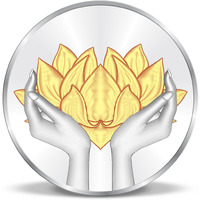 ACPL Precious Moments Colour Lotus 50 Grams Silver Coin 999 Pure Bis Hallmarked With Gift Box