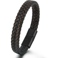 Brizberry Titanium Steel Vegan Leather Micro Insert Bracelet for Men & Boys (Mondo)