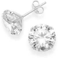 Abhooshan 925 Sterling Silver pair of Round shape Single White Cubic Zircon (CZ) Stone Solitaire Piercing Stud Earrings For Men, Women,Girls & Boys.Helix Cartilage Tragus Ear Lobe Multi Piercing (10)