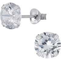 Abhooshan 925 Sterling Silver pair of Round shape 7 mm Single White Cubic Zircon (CZ) Stone Solitaire Stud Earrings For Men, Women,Girls & Boys (7)