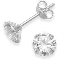 Abhooshan 925 Sterling Silver pair of Round shape 6 mm Single White Cubic Zircon (CZ) Stone Solitaire Stud Earrings For Men, Women,Girls & Boys (6)