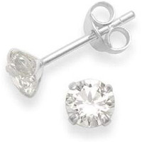 Abhooshan 925 Sterling Silver Pair of Round shape 5 mm Single Cubic Zircon (CZ) Stone Solitaire Stud Earrings For for Women & Girls Stylish Latest Gift to Friend Sister Wife (Contemporary White)