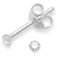 Abhooshan 925 Sterling Silver Pair of Round shape 2mm Very Tiny Single White CZ Stone Piercing Stud Earrings for Women & Girls. Multi Piercing Ear Lobe