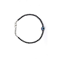 Priyaasi Set of 2 Evil Eye Anklets for Women | Stylish Beaded Design | Plating of Silver | Nazar Anklet for Women | Alloy Material | S-Hook Closure | Adjustable Size
