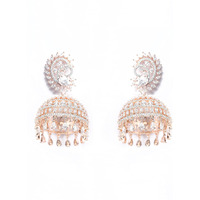 Priyaasi American Diamond Rose Gold Plated Jhumka Earring