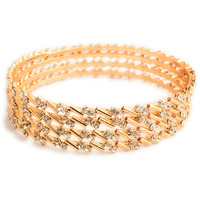 Sasitrends Copper One Gram Gold Plated Stone Bangles for Women and Girls - Set of 4