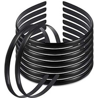 ANNA CREATIONS Set Of 12 Plastic Hair Bands for Girls & women (MEDIUM, BLACK)