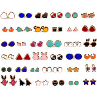 KOOCHI KOO 36 Pair Stylish Earring Stud Combo Set with Heart Shape Box for Girls and Women(Pack Of 36, Multicolor)
