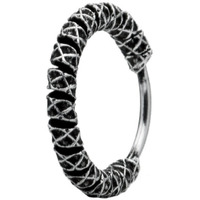 abhooshan 92.5 Sterling Oxidized Silver Designer Antique Trendy Nose Ring for Women and Girls Stylish (6mm)