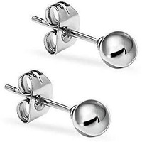 KUKSHYA JEWELLERS Exclusive 925 Pure Silver Stud Earrings for Baby Girl, Men, Women, Girls & Boys (BALL STUD 3MM) (3)