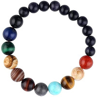 Young & Forever Gift DVine Navgrah 9 Planets + Stars Solar System Reiki Healing Seven Chakra Aura Cleansing Stretchable Yoga Bracelet for Good Luck, Health and Happiness For Mens