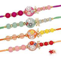 To The Nines Rakhi for Brother with Tilak Material & Greeting Card - Pack of 4 Rakhi