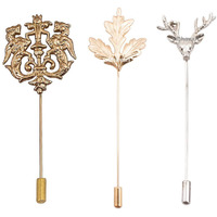 VIBHAVARI Gold Brooch Lapel Pin for Men, Combo Pack of 3 (Gold2)