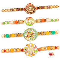 To The Nines Rakhi for Brother with Tilak Material & Greeting Card - Pack of 4 Rakhi