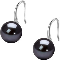 HIGHSPARK 925 Silver Stylish Pearl Earrings for Women | 92.5 Sterling Silver & Brilliant Lustre Pearls | Lovely Gift - Pearl Black