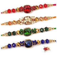 To The Nines Rakhi for Brother with Tilak Material & Greeting Card - Pack of 4 Rakhi