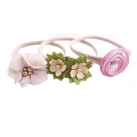 SYGA 3 Pcs Baby Headband Nylon Flower Stretchable HairBand for Newborn Infant Toddlers Kids 0-3 Yeare (Off-White)