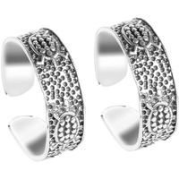 Clara 925 Sterling Silver Tortoise Toe Rings Pair | Size Adjustable, Oxidised | Gift for Women and Girls