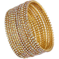 Shining Diva Fashion Set Of 12 Latest Traditional Design Gold Plated Bangle for Women (15481b_2.6) (Rainbow White)