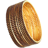 Shining Diva Fashion Set Of 12 Latest Traditional Design Gold Plated Bangle for Women (15475b_2.8) (Voilet)