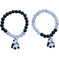 Unisex Fashion Jewellery Adjustable Multi Style Panda Combo Crystal Stone Beads Bracelets For Women;Girls ;Boys;Men (Pack Of 2) (Multicolor Panda Combo Pack)