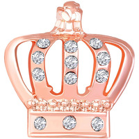 Mahi Rosegold Plated Elegant Crystal Crown Brooch Suit Accessories for Men (BP1101131ZWhi)