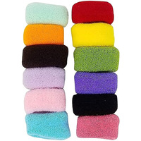 Fitness Fit Cotton Woolen Bun/Ponytail Thick Rubber Bands for Women (Pack of 12) (Multicolor)