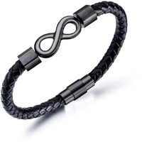 Brizberry Titanium Steel Vegan Leather Micro Insert Bracelet for Men & Boys (Magnum)