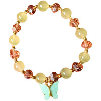 Rack Jack Crystal Beaded Butterfly Charm Bracelet Free Size | Birthday Gift for Girls and Womens Jewellery Anniversary Gift for Wife (Green)