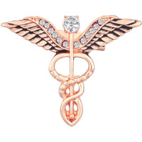 Mahi Rose Gold Plated Medical Caduceus Doctors Unisex Brooch Lapel Pin (BP1101071Z)