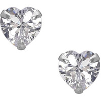 Abhooshan 925 Sterling Silver Pair of Heart shape Single White Cubic Zircon(CZ) Stone Solitaire Piercing Stud Earrings For Women,Girls & Boys. Helix Cartilage Tragus Ear Lobe Multi Piercing (6)