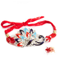 VIBHAVARI Elegant Blue Peacock Rakhi for Beloved Brother
